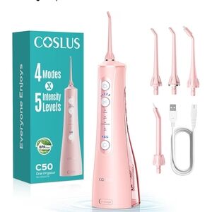 COSLUS Pink Water Flosser with Accessories. Brand New.